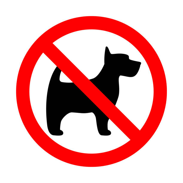 Prohibition sign stop dog simple icon label. Vector illustration.